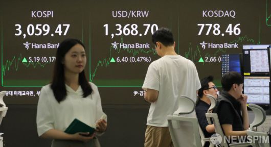 [서울=뉴스핌] 양윤모 기자 = 7일 오후 코스피가 전장 종가보다 5.19 포인트(0.17%) 상승하며 3,059.47로, 코스닥은 2.66포인트(0.34%) 상승한 778.46으로 마감한 가운데, 서울 중구 하나은행 딜링룸에서 직원들이 업무를 보고 있다.  서울외환시장에서 원·달러 환율은 전장 대비 6.40원 상승한 1,368.70원에 거래를 마감했다. 2025.07.07 yym58@newspim.com