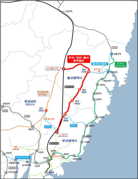 부산~양산~울산 광역철도 노선도 [사진=부산시] 2025.07.10