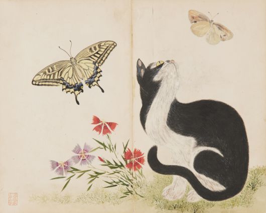 [서울=뉴스핌]이영란 편집위원/미술전문기자=일호 남계우 묘접도 조선후기, 종이에 채색 27.1x33.6cm 사화첩 중. 2025.07.21 art29@newspim.com