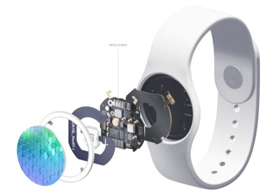 스마트워치에 탑재된 앰비크 마이크로의 칩 [사진=업체 제공]