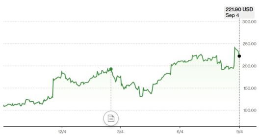 스노우플레이크 주가 추이 [자료=블룸버그]