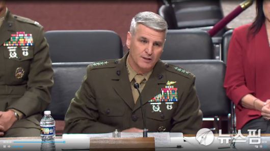 2025년 9월11일 미국 상원 군사위 인준 청문회에서 답변하는 크리스토퍼 마호니 합동참모본부 차장 지명자. [사진=상원 군사위 제공]