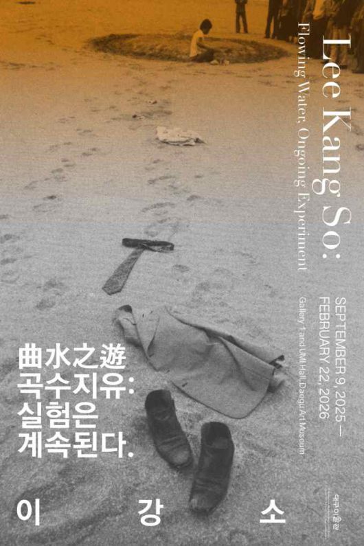 [서울=뉴스핌]이영란 편집위원/미술전문기자=낙동강에서 펼쳤던 이강소의 퍼포먼스를 바탕으로 제작된 대구미술관의 이강소 회고전 포스터.  2025.10.08 art29@newspim.com