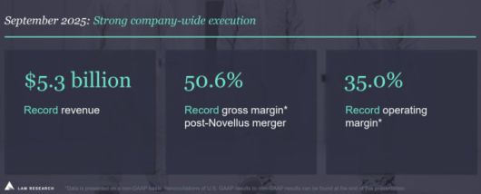 램리서치의 2025년 9월 마감 분기 주요 지표 [자료=업체 홈페이지]