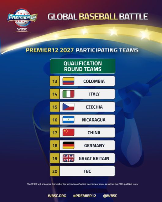 [서울=뉴스핌] 장환수 스포츠전문기자= 2027 프리미어12 예선 토너먼트에 참가하는 국가. [사진=WBSC] 2026.01.15 zangpabo@newspim.com