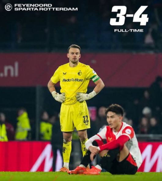 페예노르트가 19일 열린 스파르타와의 경기에서 3-4로 패배했다. [사진 = 페예노르트 SNS]