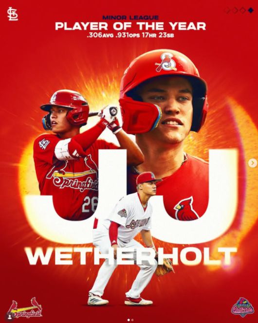 [서울=뉴스핌] 장환수 스포츠전문기자= 2025시즌 세인트루이스 올해의 마이너리그 선수에 선정된 JJ 웨더홀트. [사진=웨더홀트 SNS] 2026.01.19 zangpabo@newspim.com