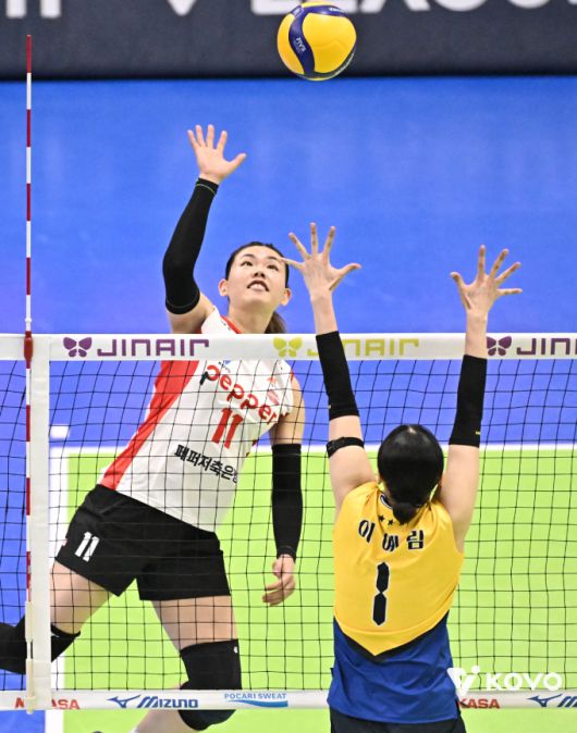 [서울=뉴스핌] 페퍼저축은행의 시마무라가 21열린 현대건설과의 경기에서 공격을 시도하고 있다. [사진 = KOVO] 2026.01.21 wcn05002@newspim.com