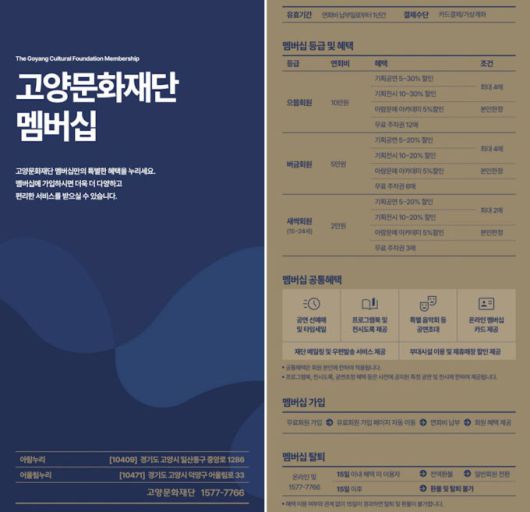 고양문화재단 멤버십 안내 리플릿. [사진=고양시] 2026.01.22 atbodo@newspim.com