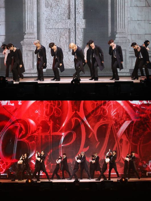 엔하이픈이 타이틀곡 '바이트 미' 무대를 선보이고 있다. 빌리프랩 제공