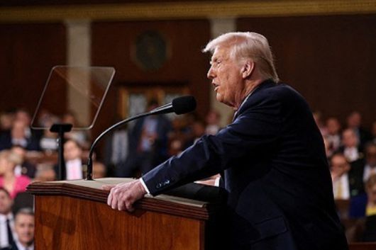 의회 상하원 합동회의에서 연설하는 도널드 트럼프 미국 대통령. 연합뉴스