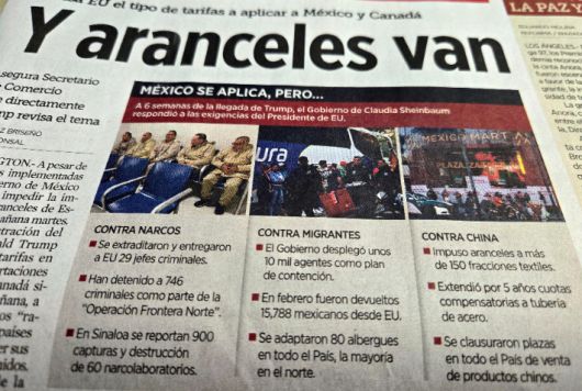 미국 관세부과 소식 전하는 멕시코 신문. 연합뉴스