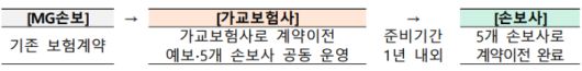 MG손보 가교 보험사를 활용한 계약이전 방안. 금융위원회 제공