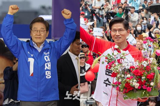 이재명 더불어민주당 후보(왼쪽), 김문수 국민의힘 후보. 황진환·류영주 기자