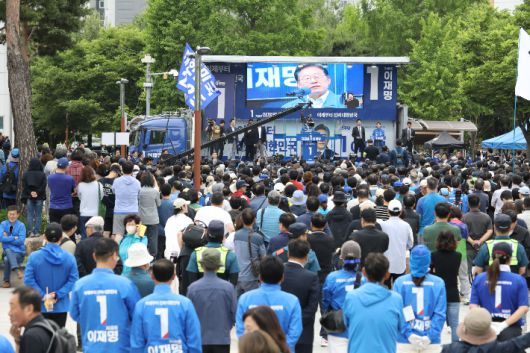 경남 양산을 찾은 이재명 후보. 민주당 제공