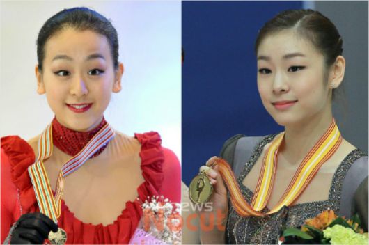 현역 시절 아사다(왼쪽)과 김연아. 노컷뉴스