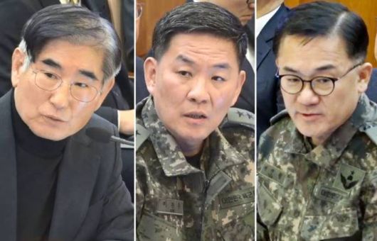 (왼쪽부터)김용현 전 국방부 장관·이진우 전 육군 수도방위사령관·여인형 전 방첩사령관. 연합뉴스