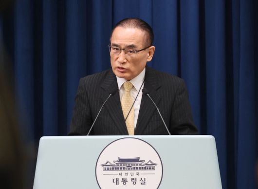 미국에서 귀국한 위성락 국가안보실장이 9일 용산 대통령실에서 방미 결과에 관해 브리핑하고 있다. 연합뉴스