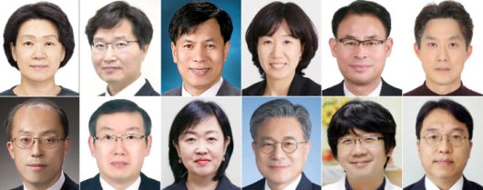 대통령실은 이재명 대통령이 13일 차관급 추가 인선을 단행했다고 강유정 대통령실 대변인의 브리핑을 통해 밝혔다. 윗줄 왼쪽부터 최은옥 교육부 차관, 구혁채 과학기술정보통신부 1차관, 박인규 과학기술정보통신부 과학기술혁신본부장, 강윤진 국가보훈부 차관, 강희업 국토교통부 2차관, 노용석 중소벤처기업부 차관, 조원철 법제처장, 이명구 관세청장, 홍소영 병무청장, 허민 국가유산청장, 임승관 질병관리청장, 강주엽 행복중심복합도시건설청장. 연합뉴스