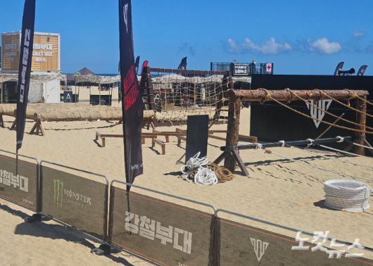 29일 부산 해운대페스타 축제장에 마련된 강철부대 체험 공간이 한산한 모습. 김혜민 기자