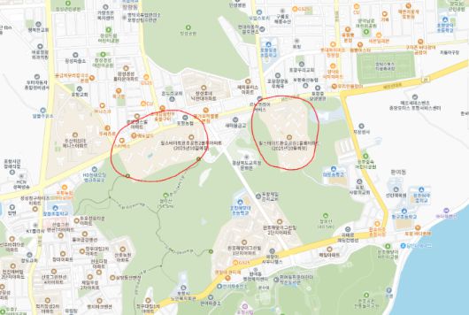 힐스테이트환호공원 아파트. 카카오톡 지도 캡처