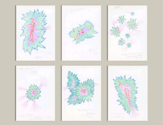 조주현, '시간을 수집한다는 것', 종이에 채색, 각 each 29.7 x 21 cm(2023). 페이토 갤러리 제공