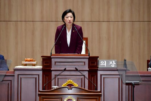 신수정 광주시의장 본회의 발언 모습. 광주시의회 제공