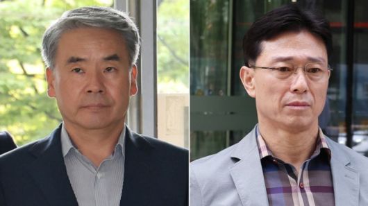 이종섭 전 국방부 장관(왼쪽)과 임성근 해병대 제1사단장. 연합뉴스