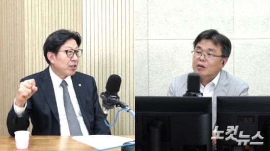 박형준 부산시장과 박상희 부산CBS 보도국장이 대담하고 있다. 부산CBS