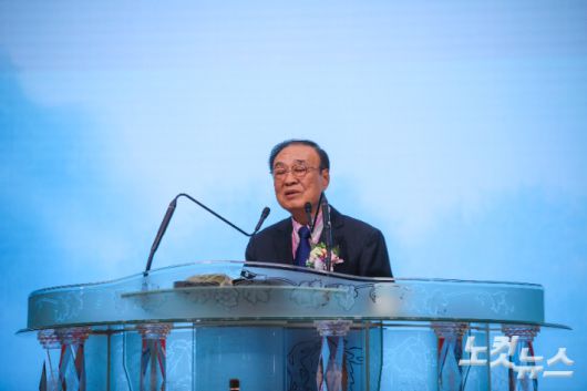 전북경찰청 교경협의회 기도회에서 설교 전하는 전춘식 목사. 최화랑 기자