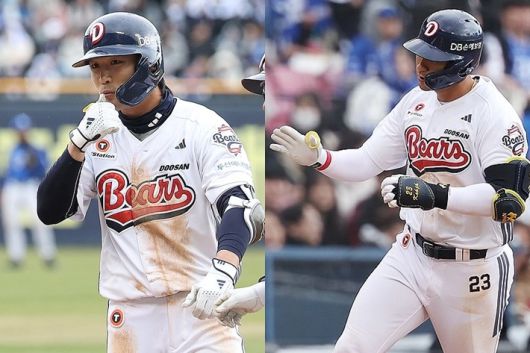 왼쪽부터 두산 이유찬, 강승호. 연합뉴스