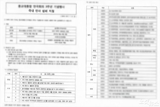 신천지의 또 다른 위장단체 IWPG의 '국내 인사 섭외 지침' 내부 문건. 섭외 대상이 신천지 유관단체를 인지하는지, 행사에 참여했는지에 따라 9개 등급으로 나누고 등급을 높여야 한다는 지침도 담겨 있다.