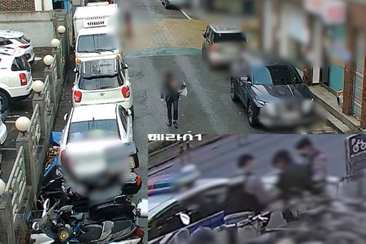 15일 경기 부천시 원미구 상동의 한 금은방에서 마스크를 착용한 채 신원을 감추고 50대 여성 점주를 흉기로 찌른 뒤 금품을 훔쳐 도주한 피의자가 환복 이후 검거된 장면. 경기남부경찰청 제공