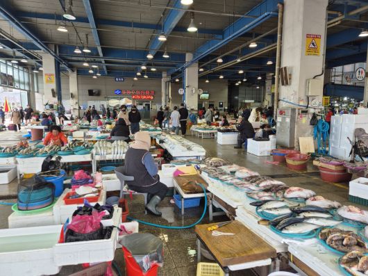 22일 오후 경북 최대 전통시장인 포항 죽도시장이 오가는 손님이 없어 다소 썰렁한 모습을 보이고 있다.