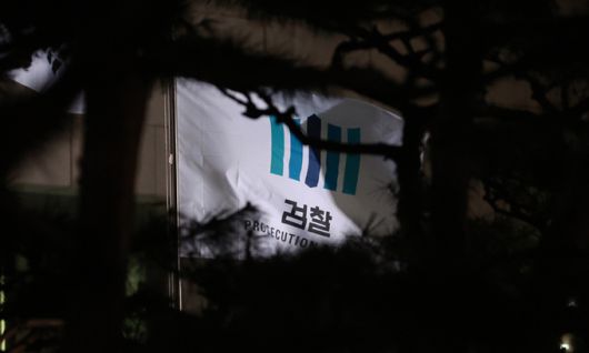 24일 서울 서초구 대검찰청 앞 나무 사이로 바람에 펄럭이는 검찰 깃발이 보이고 있다. 연합뉴스