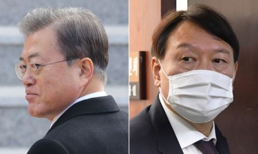 문재인 대통령과 윤석열 검찰총장. 세계일보 자료사진