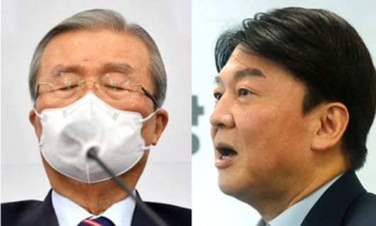 국민의힘 김종인 비상대책위원장(왼쪽). 연합뉴스 안철수 국민의당 대표(오른쪽).뉴시스