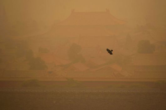 ‘뿌연 자금성’… 中 베이징 10년 만에 최악 황사 15일 중국 베이징 자금성이 몽골에서 날아온 황사에 가려 흐릿하게 보이고 있다. 이날 10년 만에 최악의 황사를 겪은 중국은 지난 양회(4∼11일) 기간에도 코로나19 여파에서 회복한 모습을 과시하고자 공장 단속을 하지 않는 바람에 심각한 대기오염에 시달렸다. 베이징=AFP연합뉴스