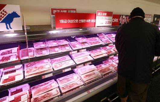 20일 서울 시내 한 대형마트에서 판매 중인 돼지고기와 소고기. 연합뉴스