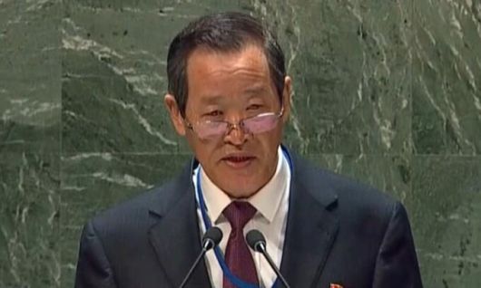 김성 주유엔 북한대사. 유엔웹티비 캡처