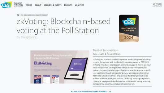 CES 2024 홈페이지에 소개된 ‘지케이보팅 투표소’ 시스템. 지크립토 제공