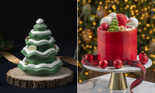 롯데호텔 시그니엘 부산의 ‘크리스마스 트리’와 시그니엘 서울의 ‘크리스마스 오너먼트 박스’.