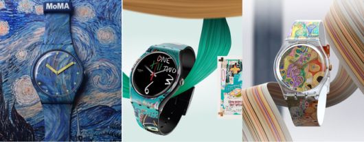 스와치(Swatch)가 출시한 '반 고흐'(좌측), '바스키아'(가운데), '클림트'(오른쪽) 에디션.