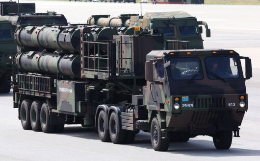 L-SAM 발사대 차량이 이동을 하고 있다. 세계일보 자료사진