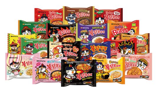 2014년 첫 출시 이후 다양한 맛을 추가로 선보이고 있는 삼양식품의 ‘불닭볶음면’ 시리즈. 삼양라운드스퀘어 제공