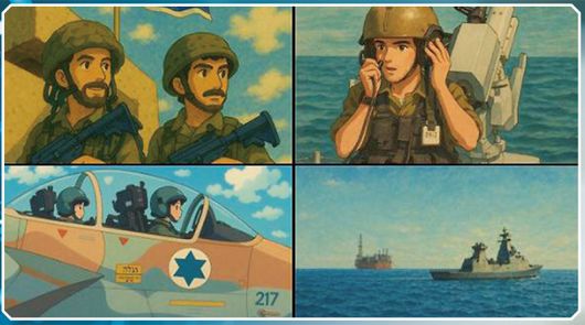 인스타그램에 지브리풍 그림을 검색하면 발견되는 ‘미화 논란’ 이미지들. 이스라엘군은 엑스 공식 계정에 “지브리 유행에 동참한다”는 글과 함께 지브리풍으로 묘사된 이스라엘군 그림을 올렸다. 인스타그램·엑스 캡처