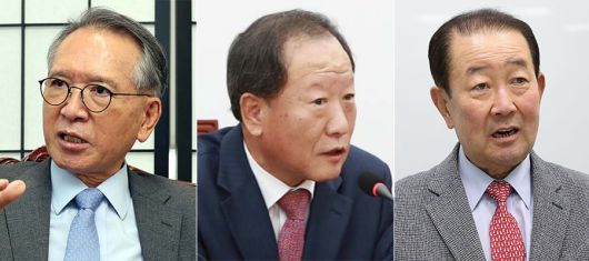 김형오 전 국회의장(왼쪽부터), 양승함 연세대 명예교수, 박주선 전 국회부의장. 세계일보자료사진·연합뉴스