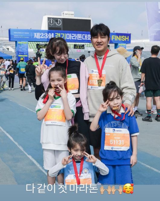 박주호가 가족들과 마라톤을 마쳤다고 밝혔다. 인스타그램 캡처.