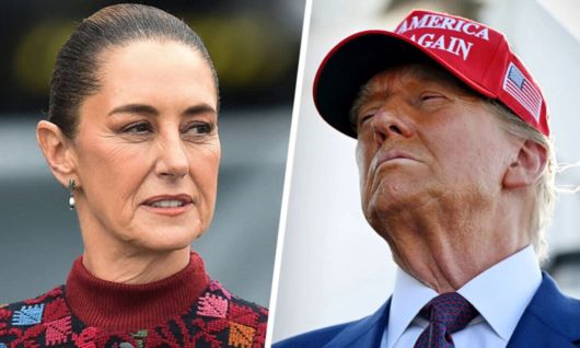 클라우디아 셰인바움 멕시코 대통령(왼쪽)과 도널드 트럼프 미국 대통령. 방송 화면 캡처