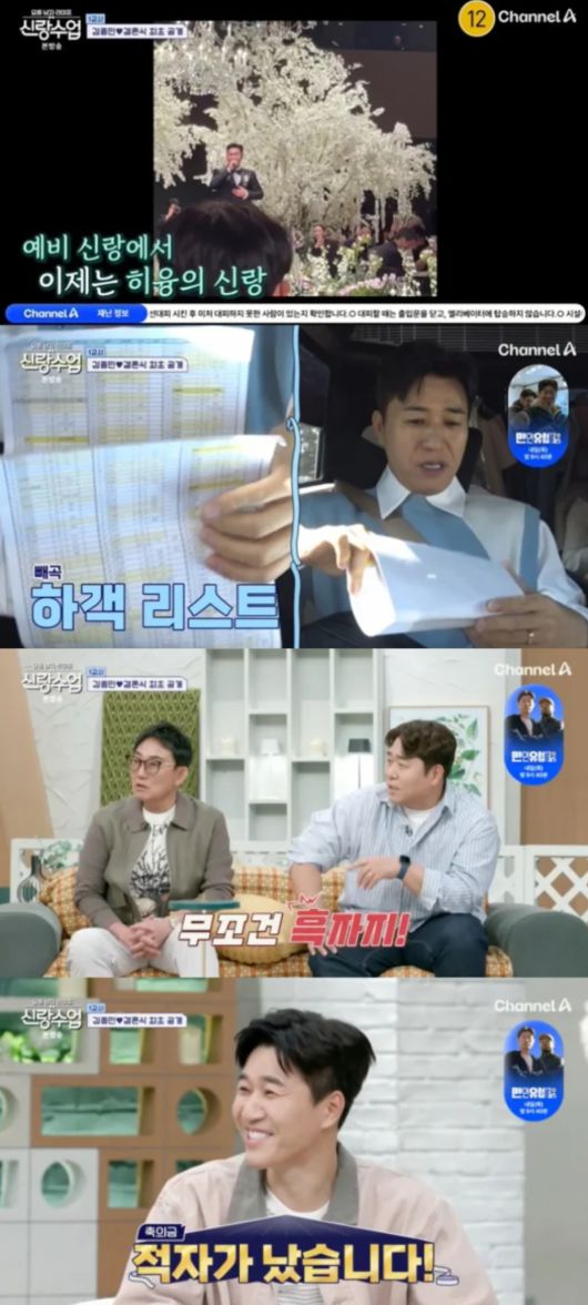 김종민이 결혼식 후일담을 밝혔다. 채널A '요즘 남자 라이프-신랑수업' 방송화면 캡처.